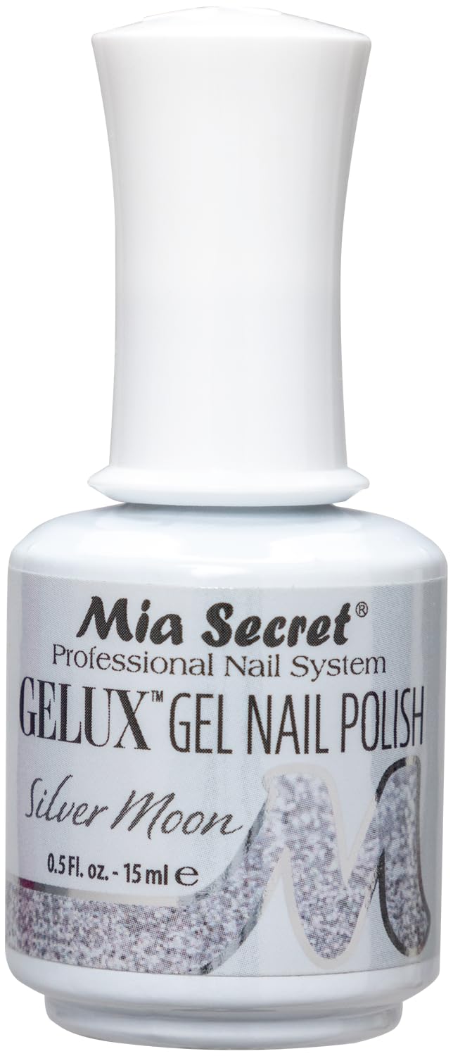 Mia Secret Gelux Soak-Off UV LED Gel Nail Polish - Silver Moon Shimmer - Long Lasting Gel Nail Polish for UV/Lamp Cured Manicures - Perfect for Salon, Home Nail Art & Special Occasions