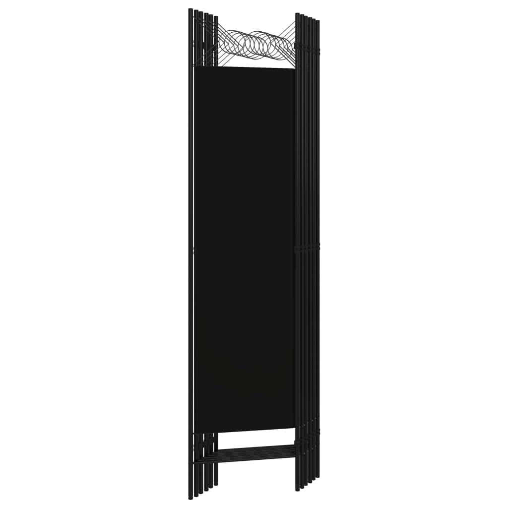 CHARMMA 6-Panel Room Divider Privacy Screen - Black Fabric Partition with Sturdy Metal Frame (94.5