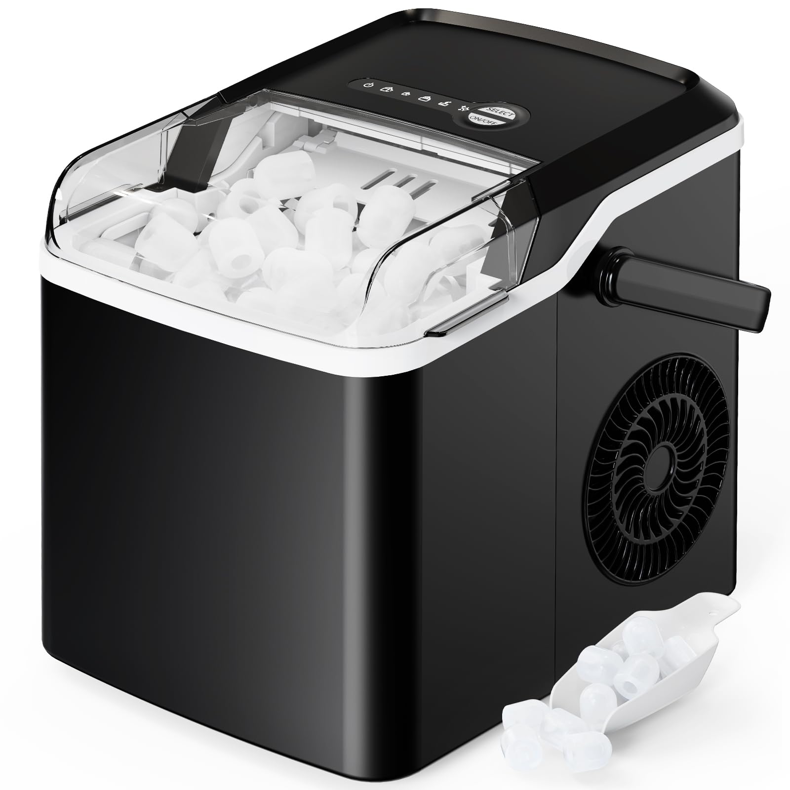 Silonn Portable Countertop Ice Maker Machine - Fast 6-Minute Ice, 26lbs Daily, Self-Cleaning, 2 Ice Size Options for Home Kitchen Office RV Camping & Outdoor Parties (Black)