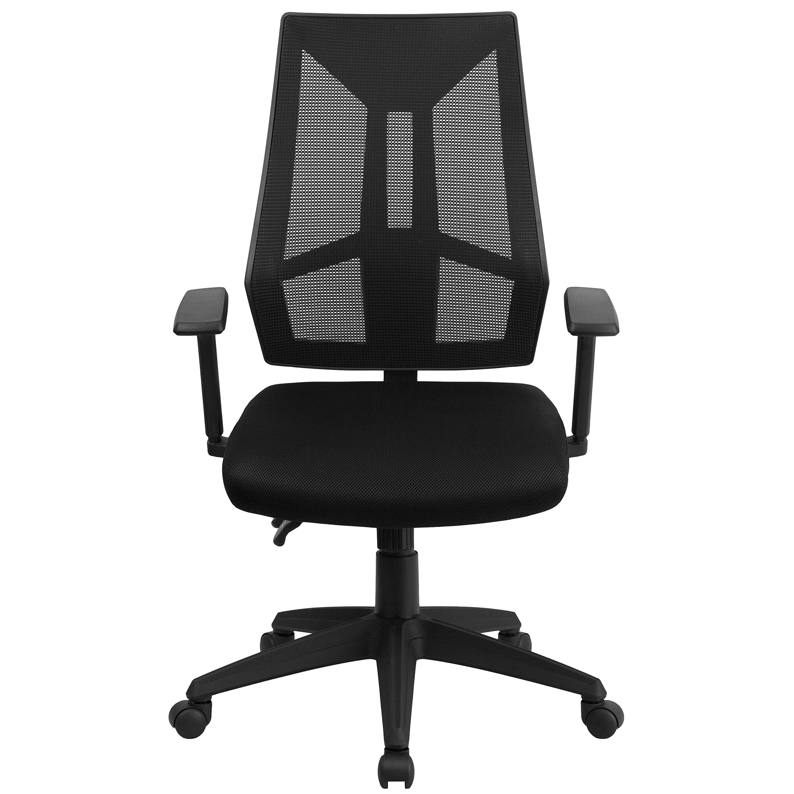 High Back Black Mesh Ergonomic Office Chair with Adjustable Arms - Comfortable Task Chair for Home & Office Workspace