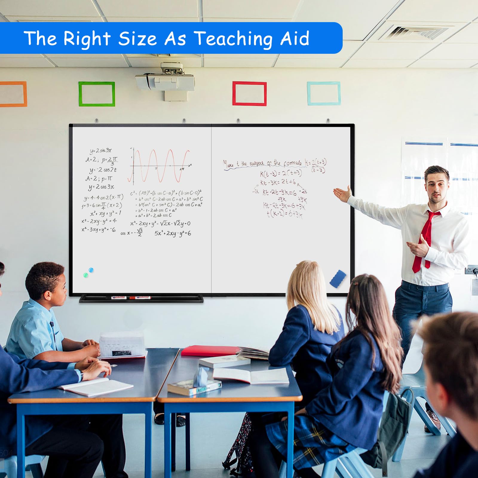Maxtek 60x40 Inch Magnetic Dry Erase Whiteboard - Large Aluminum Framed Wall Mounted White Board with Pen Tray for Presentations | Perfect for Classroom, Office, Home & School Use | Durable Writing Surface for Meetings, Teaching & Home Organization