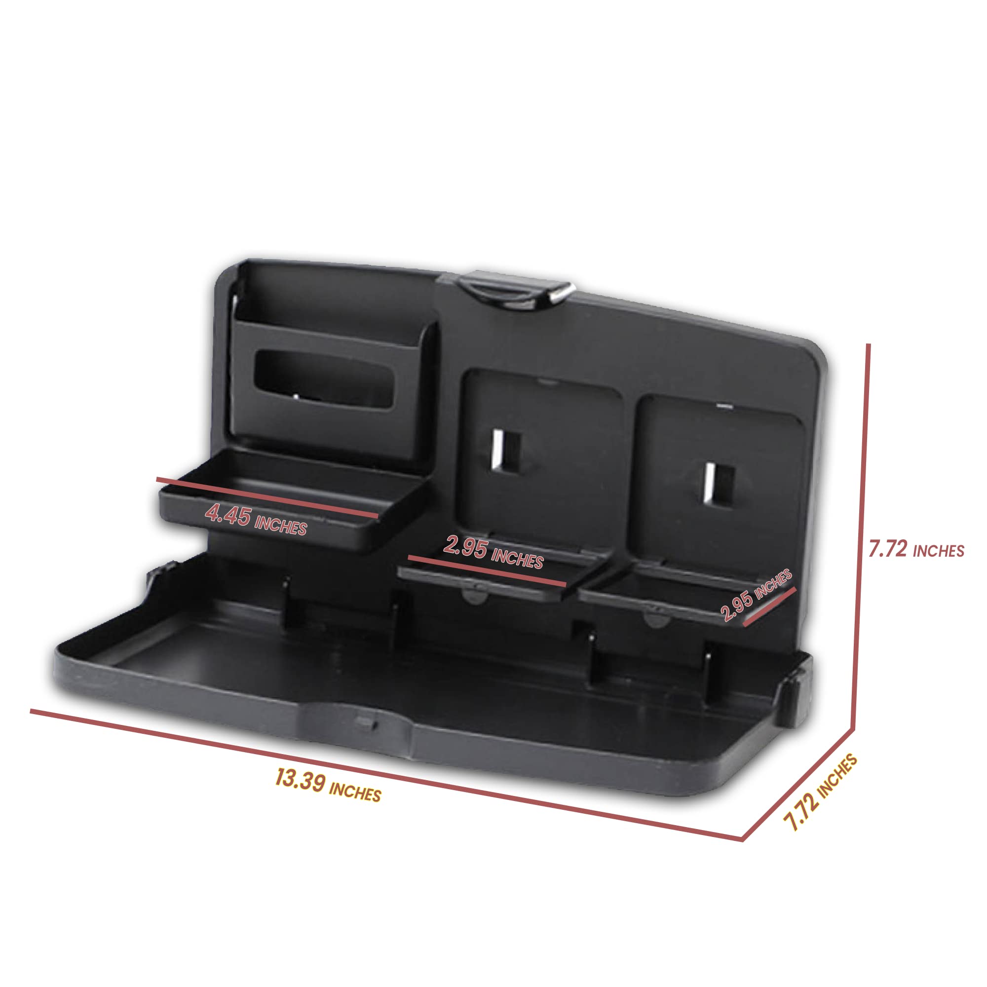 Zento Deals Multipurpose Car Organizer Tray - Portable Auto Storage for Snacks, Phones & Essentials (Black) | Perfect for Road Trips, Commuting & Family Travel