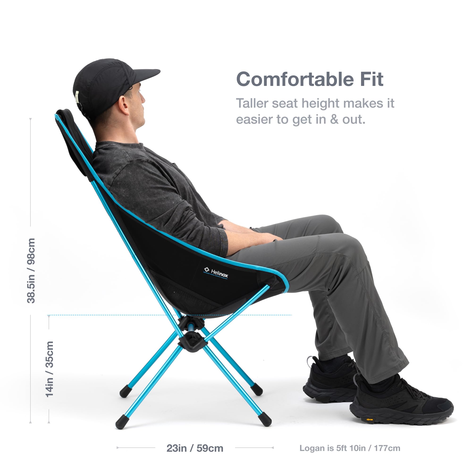 Helinox Sunset Chair - Lightweight High-Back Compact Folding Camping Chair with Storage Pockets (Coyote Tan) - Perfect for Outdoor Adventures, Beach Trips, and Backpacking