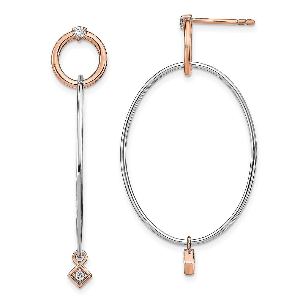 925 Sterling Silver Rose Gold Plated Rhodium Plated Cubic Zirconia CZ Post Stud Drop Dangle Chandelier Earrings for Women - Elegant Fine Jewelry Gift for Her, Perfect for Weddings, Parties & Special Occasions