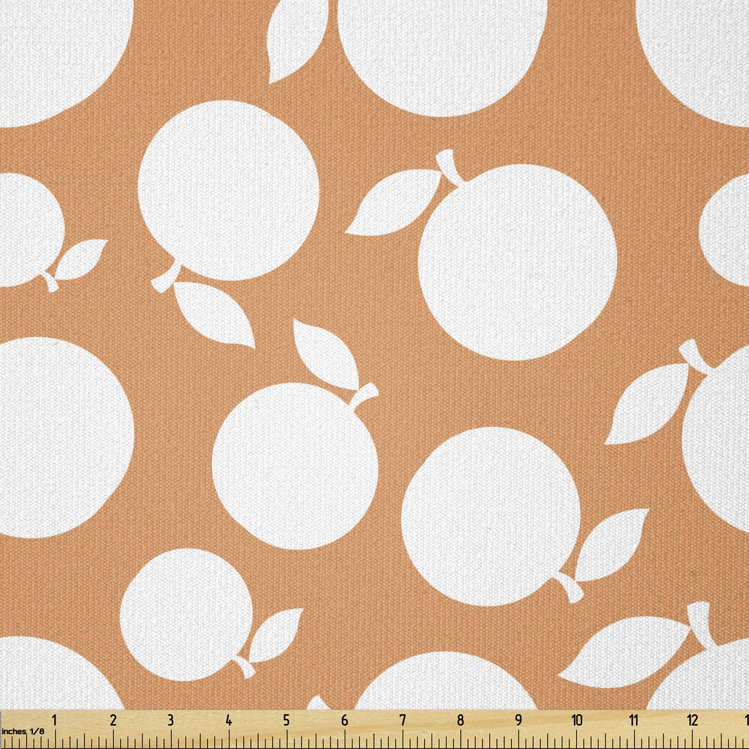 Ambesonne Peach Fabric by The Yard - Silhouette Peaches Pattern Stretch Knit Fabric for DIY Clothing, Sewing & Craft Projects - 10 Yards Orange White - Perfect for Summer Dresses, Home Decor & Gift Making