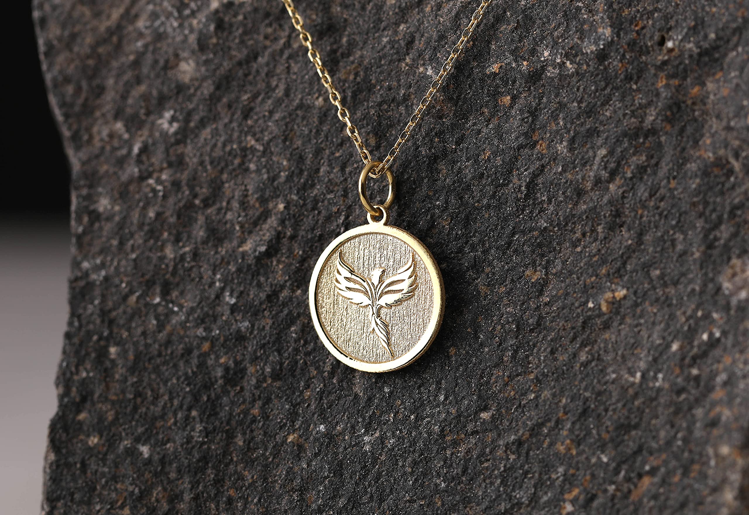 14K Gold Phoenix Firebird Necklace - Personalized Simurgh Bird Charm Jewelry for Women, Elegant Firebird Pendant Gift for Birthday, Anniversary & Special Occasions