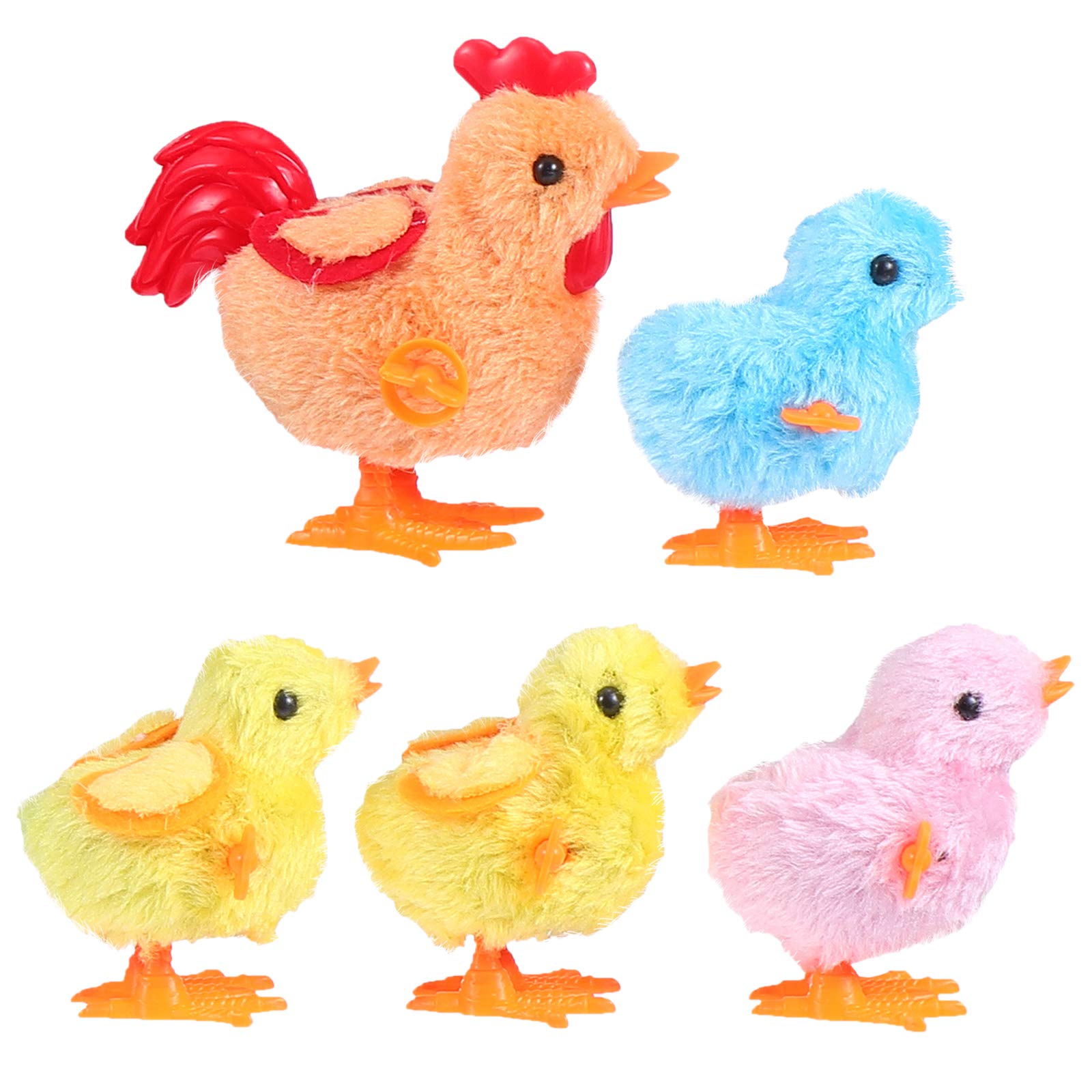 LUOZZY Easter Chicken Toys - 5 Pack Wind-Up Plush Chicks, Cute Clockwork Toys for Kids - Perfect for Easter Egg Hunts, Party Favors & Spring Decorations