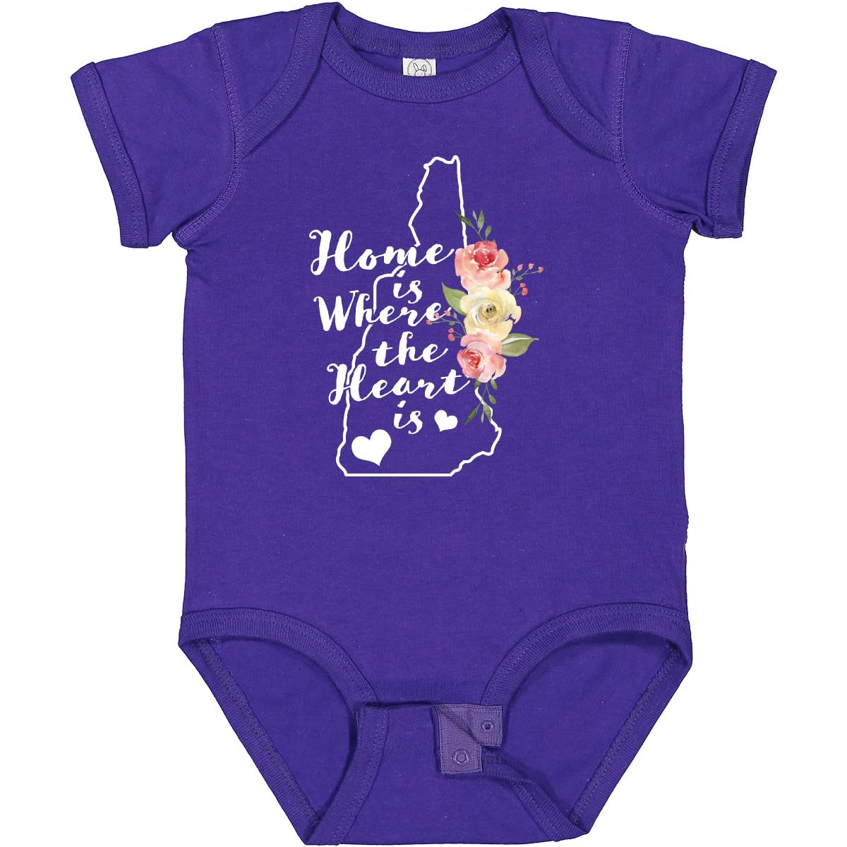 Inktastic New Hampshire Home is Where The Heart is Watercolor Baby Bodysuit - Soft Cotton Onesie for Infants, Cute State-Themed Gift for Newborns & Baby Showers