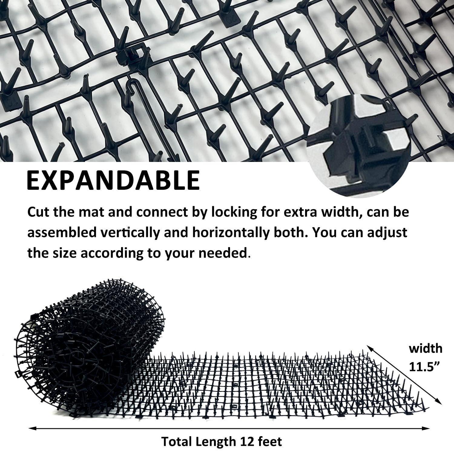 12 Feet Cat Training Scat Mat with Spikes - Deterrent Mat to Keep Pets Off Furniture & Garden - Indoor/Outdoor Pet Training Solution for Sofas, Beds, Plants & Countertops
