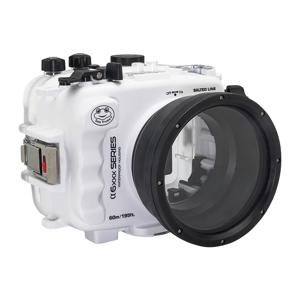 SeaFrogs 60M/195FT Waterproof Housing for Sony A6xxx Series with 55-210mm Lens Port (White) - GEN 3 Underwater Camera Case for Scuba Diving, Snorkeling & Water Sports Photography