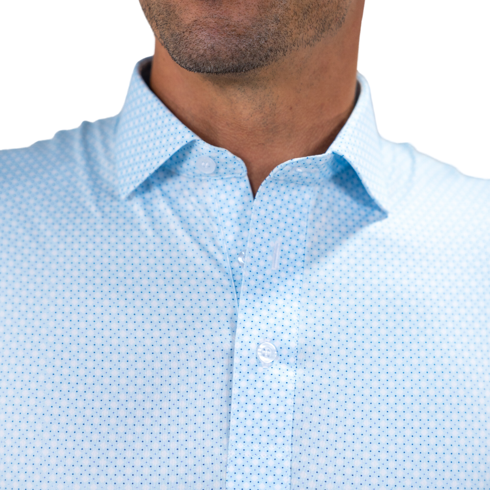 Men's Featherweight Flex Polo Shirt - Collar & Co Ocean Key Blue - Breathable, Comfortable & Stylish for Golf, Casual Wear & Outdoor Activities