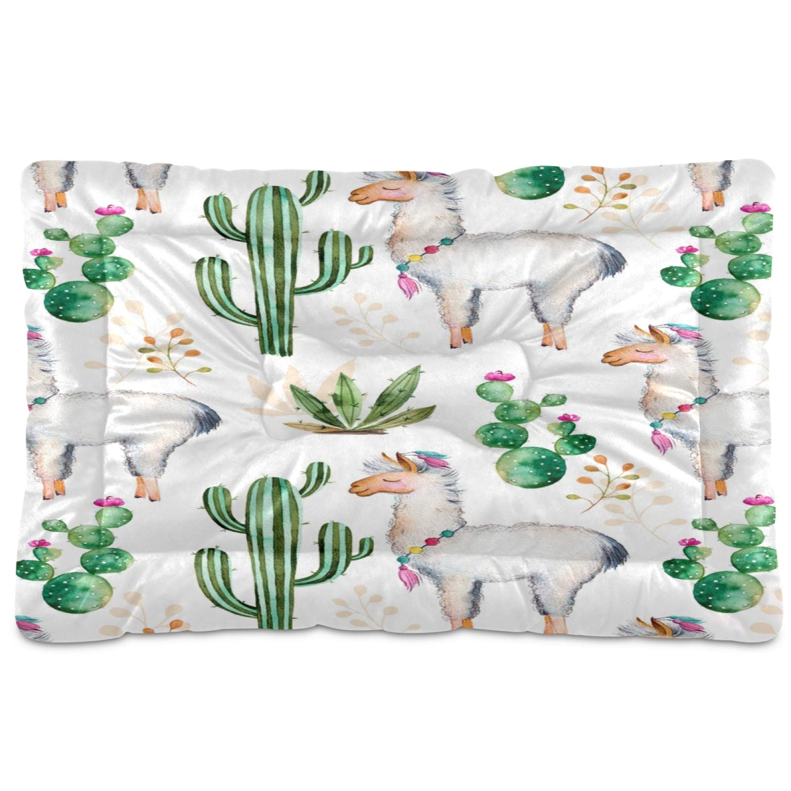 KEEPREAL Cactus Llama Pet Bed - Ultra Soft Rectangle Dog & Cat Bed for Small Medium Large Dogs (36x24in) - Comfortable Calming Bed for Puppies, Kittens - Perfect for Living Room, Bedroom & Pet Travel
