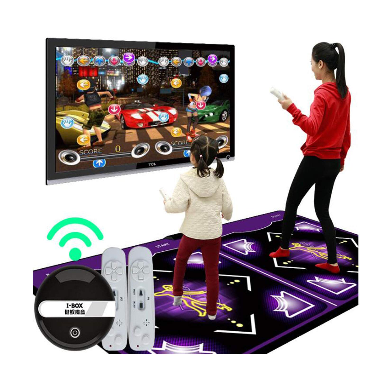 MOMKER Dance Mat for Kids & Adults - Interactive Yoga Fitness Double Step Floor Mat with Music & Games - Compatible with PC/TV - Perfect for Family Home Entertainment & Somatosensory Play (Blue) - Great for Parties, Exercise & Indoor Fun