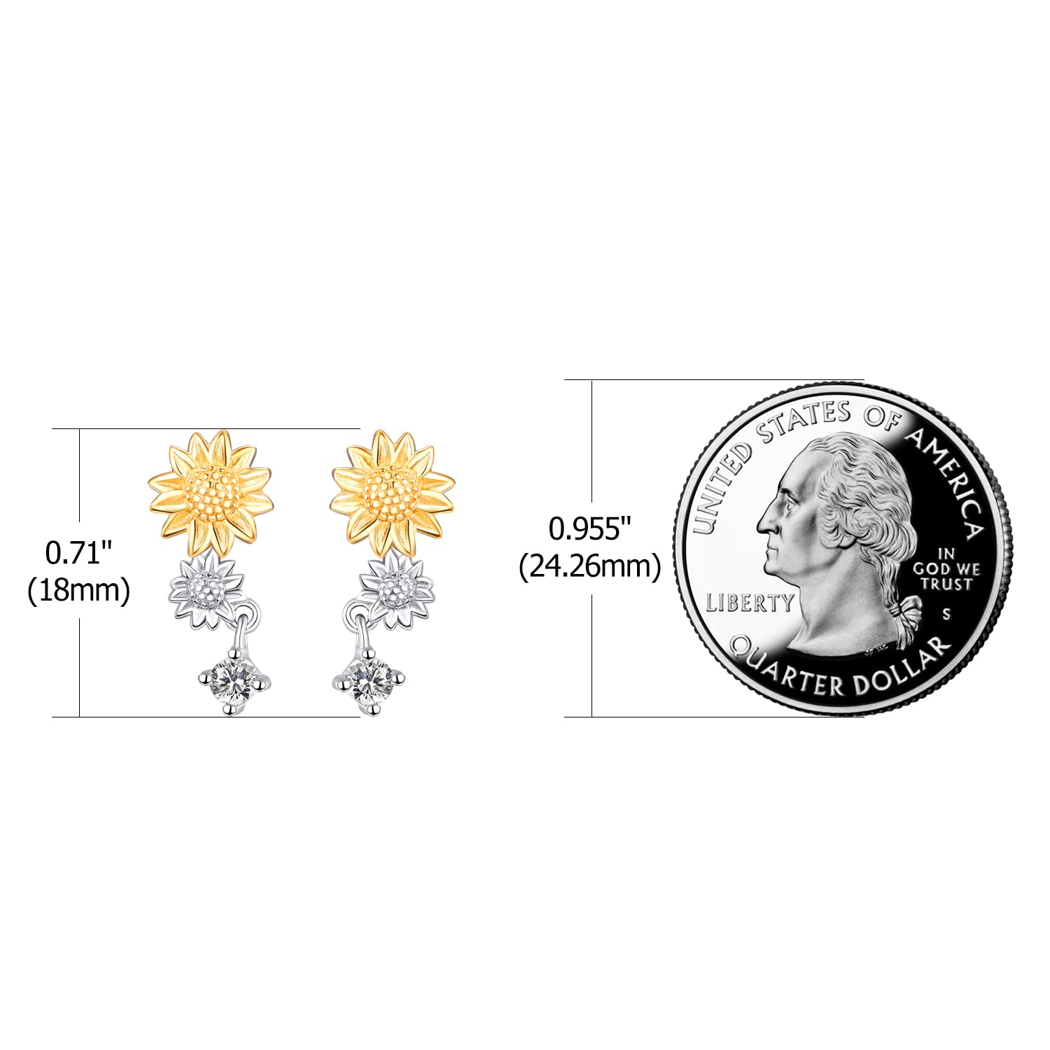 TANGPOET S925 Sterling Silver Sunflower Stud Earrings for Women - Hypoallergenic Flower Jewelry Gifts for Birthday, Anniversary & Everyday Wear - Perfect for Casual, Office & Special Occasions