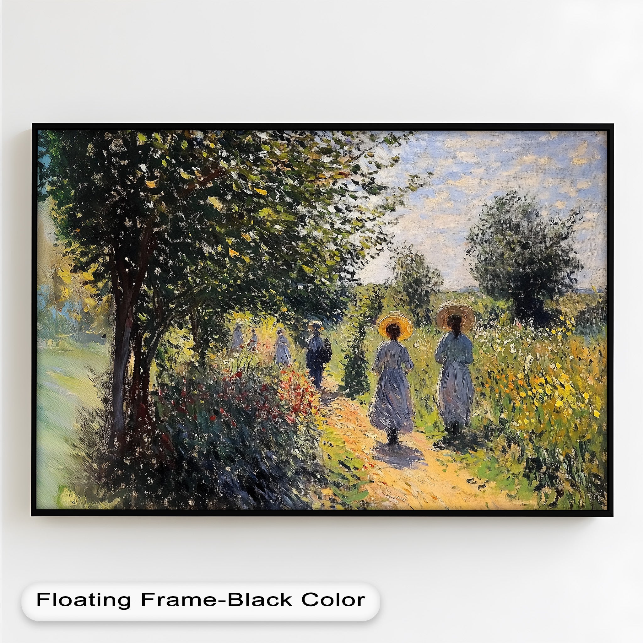 Afternoon Stroll - Sun Dappled Garden Walk Oil Painting Wall Art - Hand Painted Landscape Canvas for Living Room, Bedroom Decor - Perfect Gift for Home & Office
