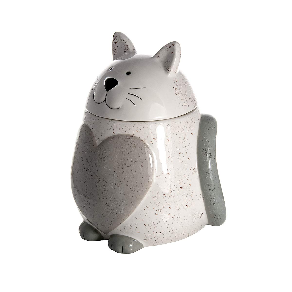 SPOTTED DOG Ceramic Cat Cookie Jar with Lid - 1.3L White Cat-Themed Biscuit Storage Container for Kitchen, Cute Novelty Food Canister - Perfect Gift for Cat Lovers & Ideal for Cookies, Treats, Coffee, Tea Storage