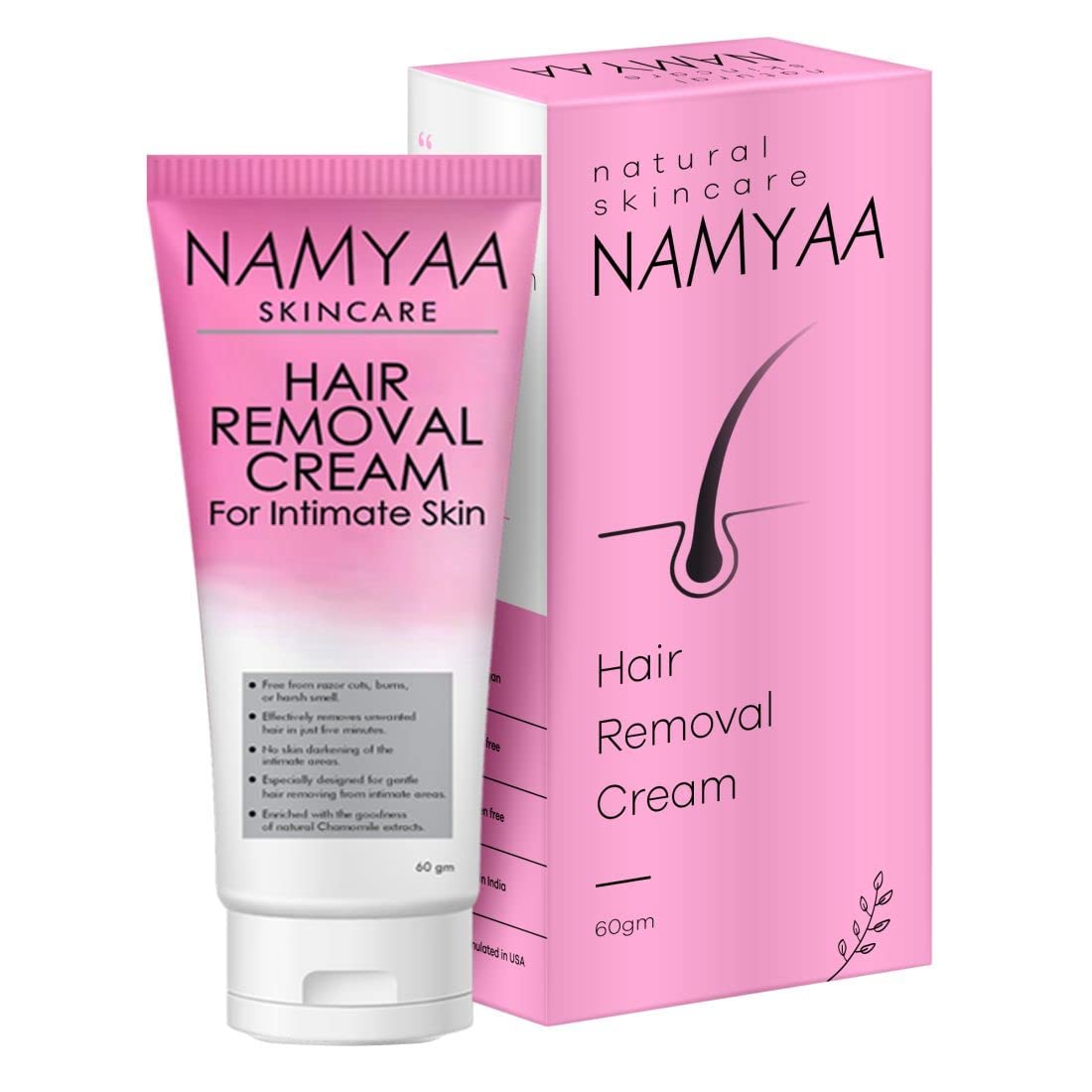 Namyaa Hair Removal Cream for Sensitive Skin - Intimate Area Waxing with Vitamin C Soothing Serum | Painless & Gentle Depilatory for Women & Men | Post-Wax Care for Smooth Skin at Home