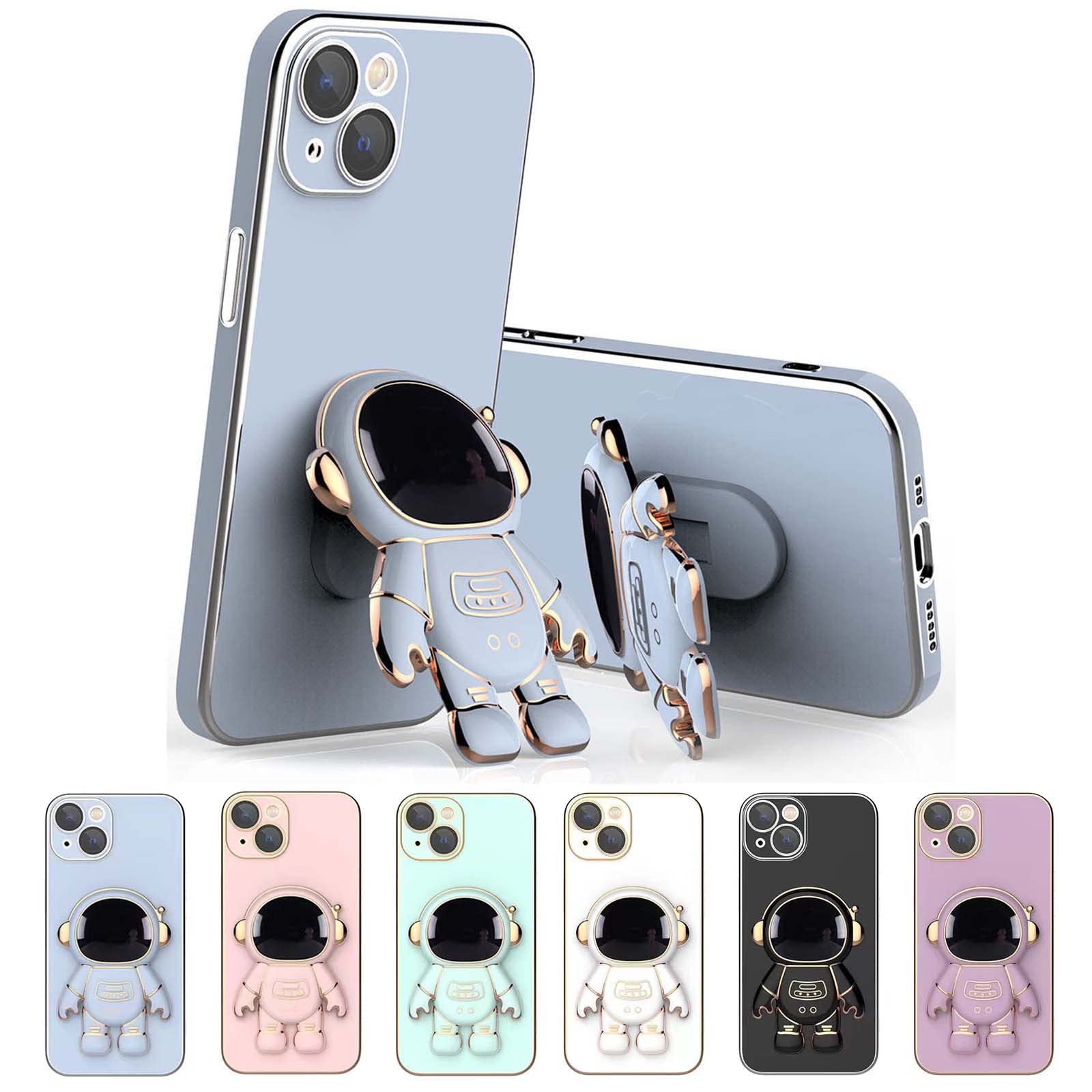3D Astronaut Phone Case with Hidden Stand - 6D Plating Shockproof Cover for iPhone 12/13/14 Pro Max | Perfect for Space Lovers, Travel & Hands-Free Viewing
