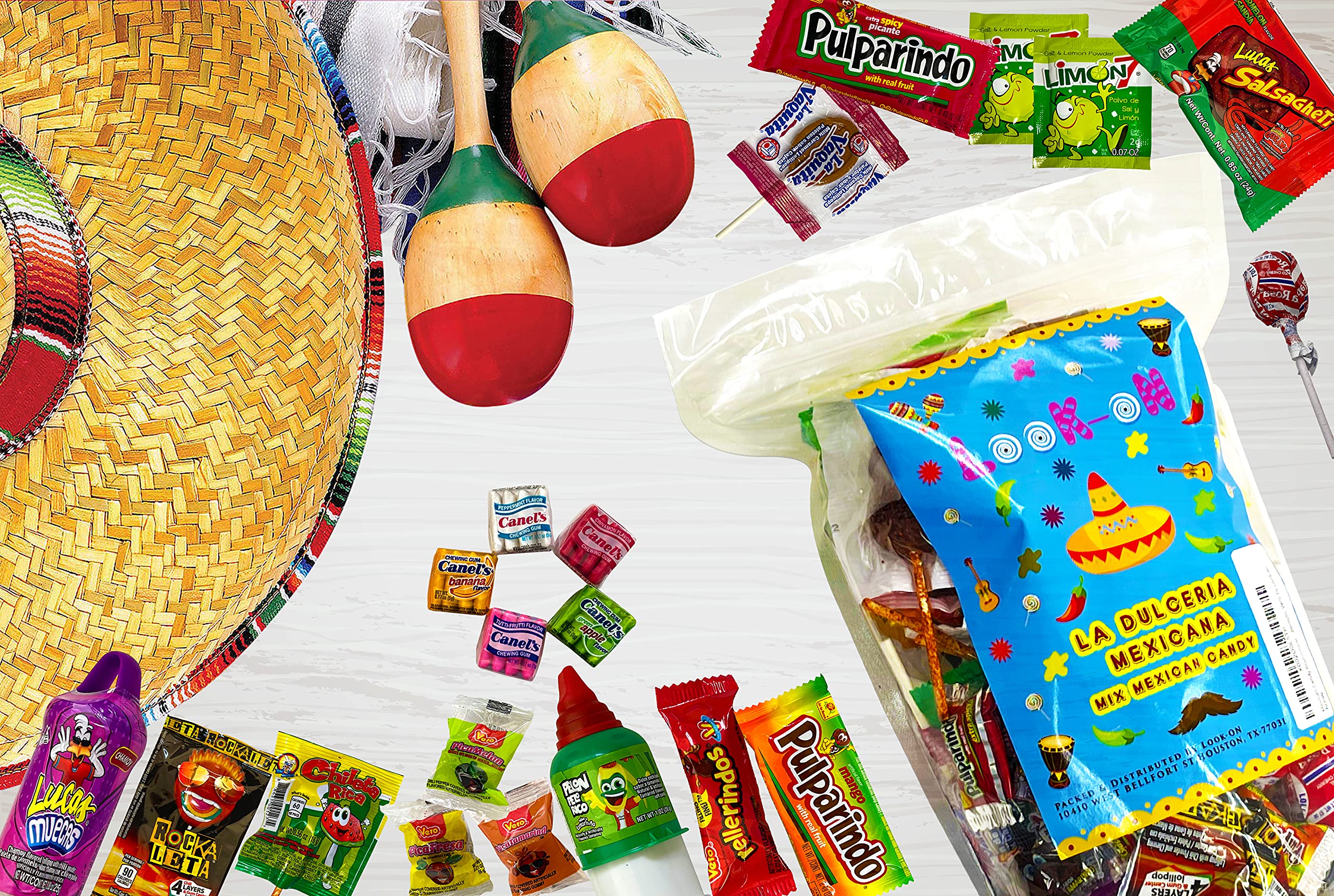 Spicy Mexican Candy Assortment - Lucas, Pelon Pelo Rico, Pulparindo (90 Count) for Parties & Gifts