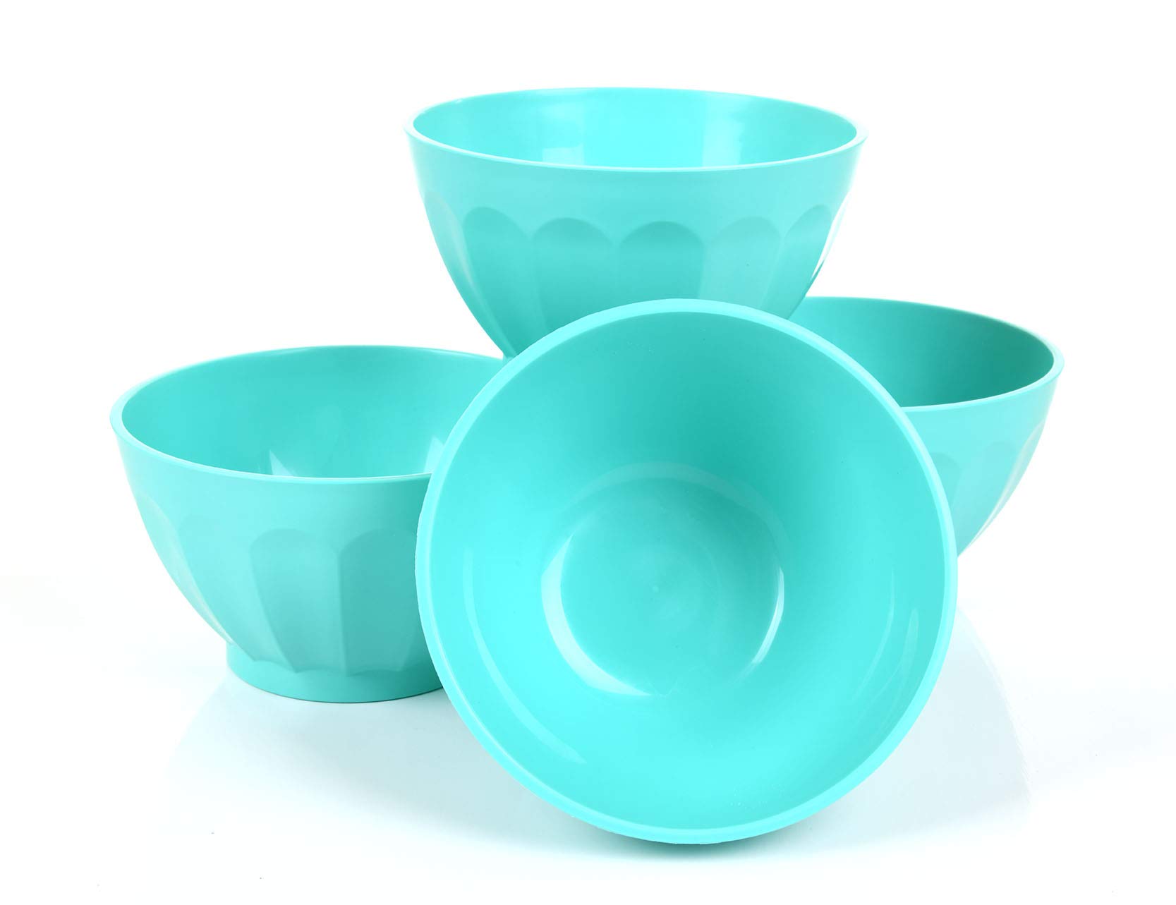 Mintra Unbreakable Plastic Bowls 4-Pack (1.8L Large, Teal) - BPA-Free Shatterproof Serving Bowls for Salad, Snacks, Cereal, Fruit, Popcorn & Soup - Perfect for Parties, Picnics, Camping & Family Dinners