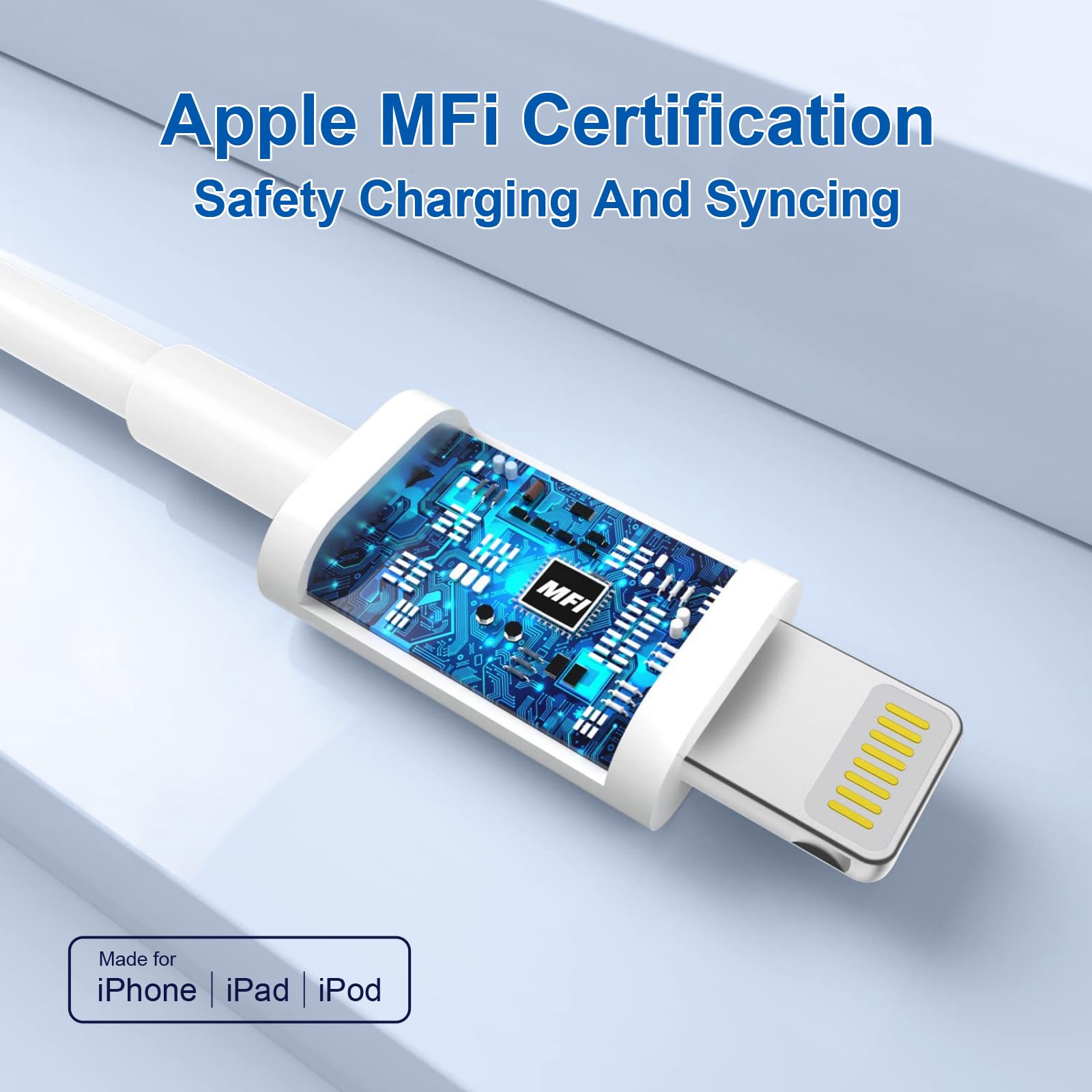 MFi Certified USB C to Lightning Cable - Fast Charging iPhone Charger Cord (3 Pack: 6ft+6ft+10ft) for iPhone 14/13/12/11/X/8 - Perfect for Home, Office & Travel Charging