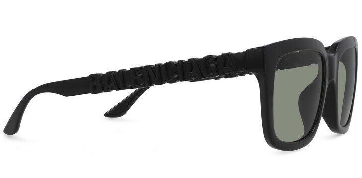 Balenciaga BB0108S 001 Black Green Square Full Rim Unisex Sunglasses for Men & Women - Fashion UV Protection Eyewear for Outdoor, Driving, and Beach Activities