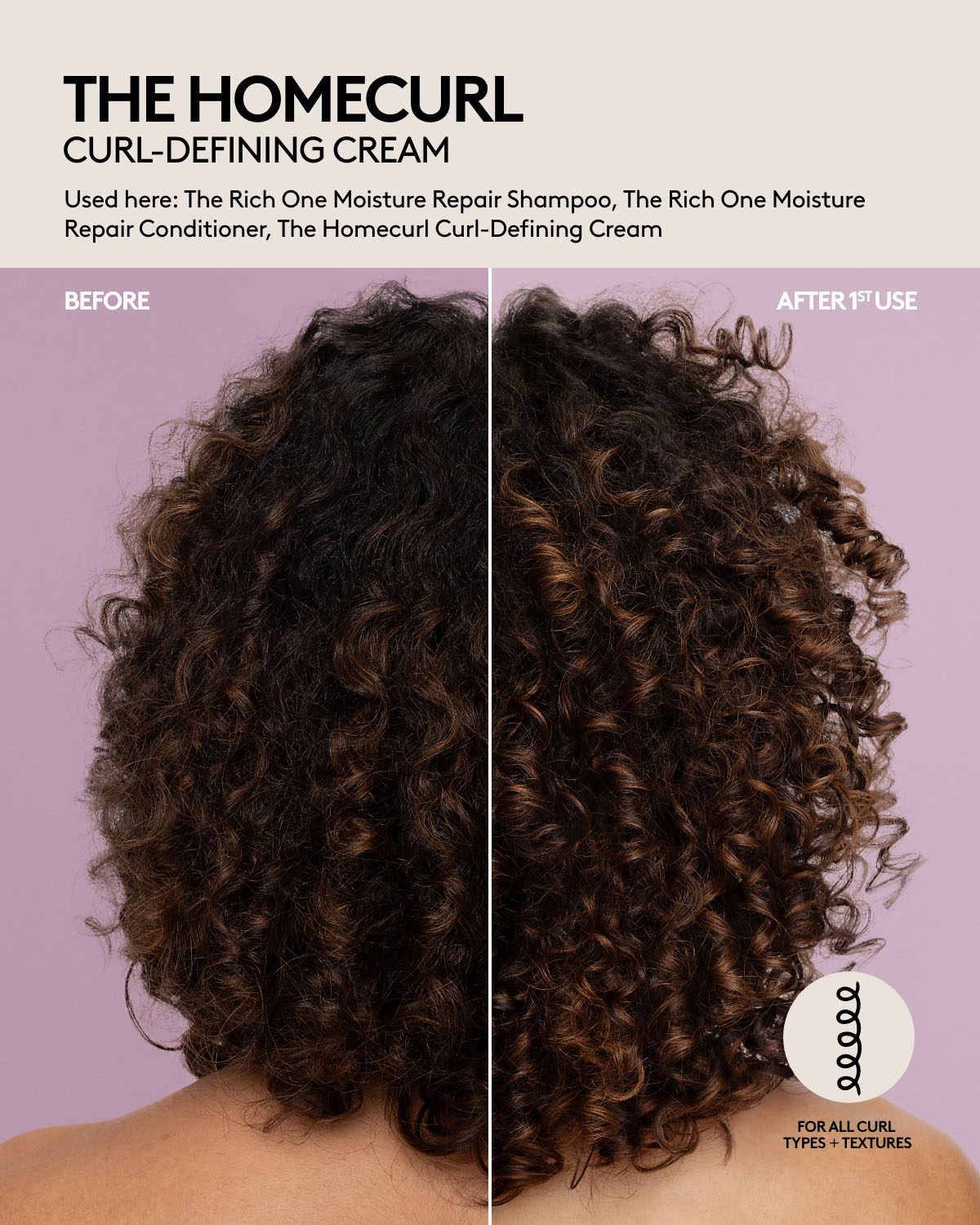 Homecurl Curl Defining Cream for Natural Curls - Hydrating & Frizz Control Styling Cream for Wavy & Curly Hair - Perfect for Daily Use & Salon Styling