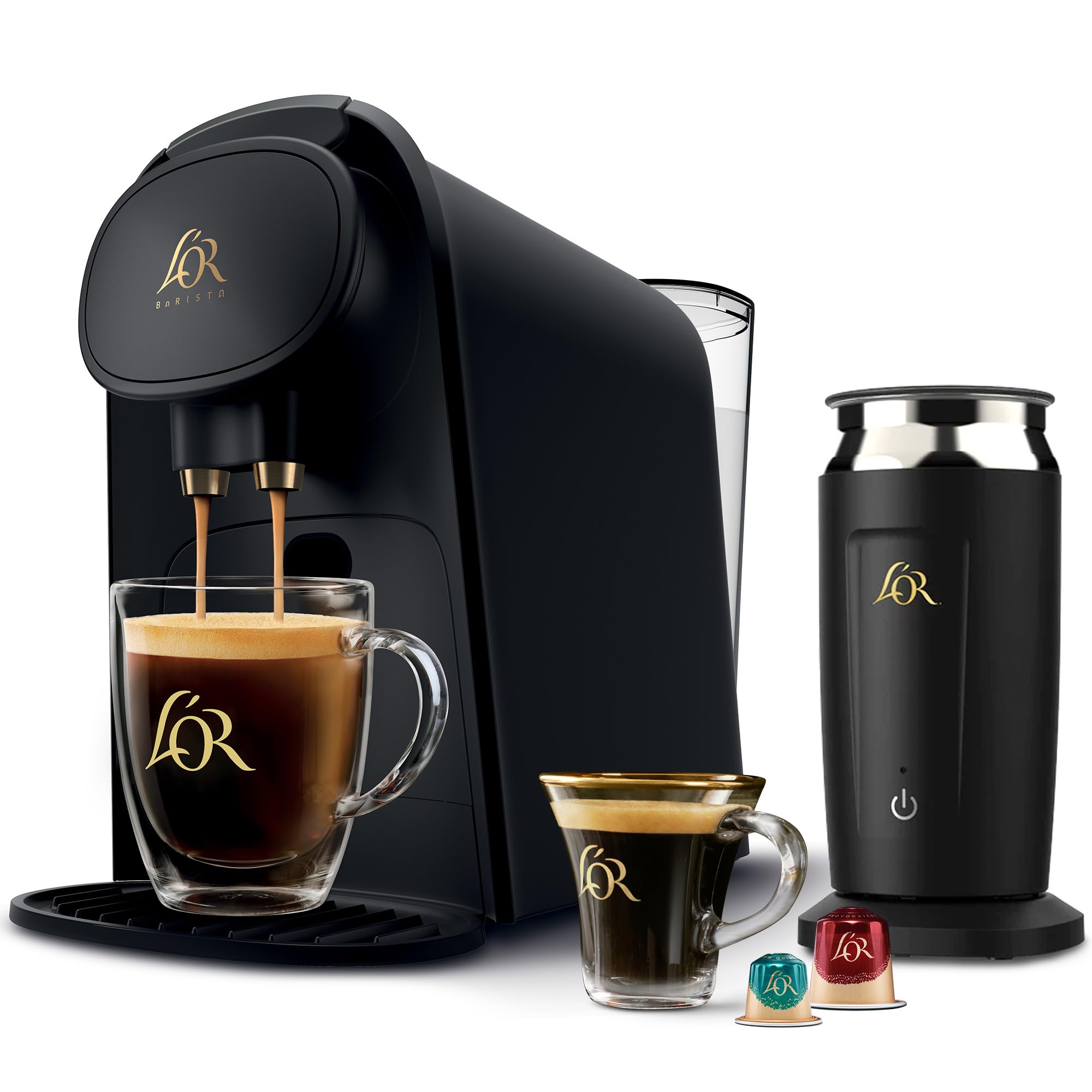 L'OR Barista System Coffee and Espresso Machine Combo with Milk Frother - Matte Black - Perfect for Home Baristas & Coffee Lovers - Ideal for Espresso, Cappuccino, Latte & Americano