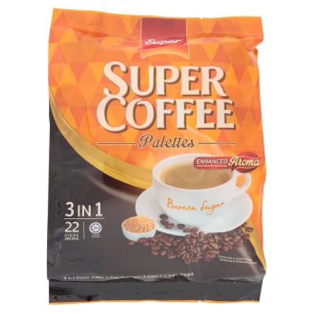 Super Coffee 3-in-1 Brown Sugar Instant Coffee 22g Sticks (44 Pack) - Perfect for Office & Travel