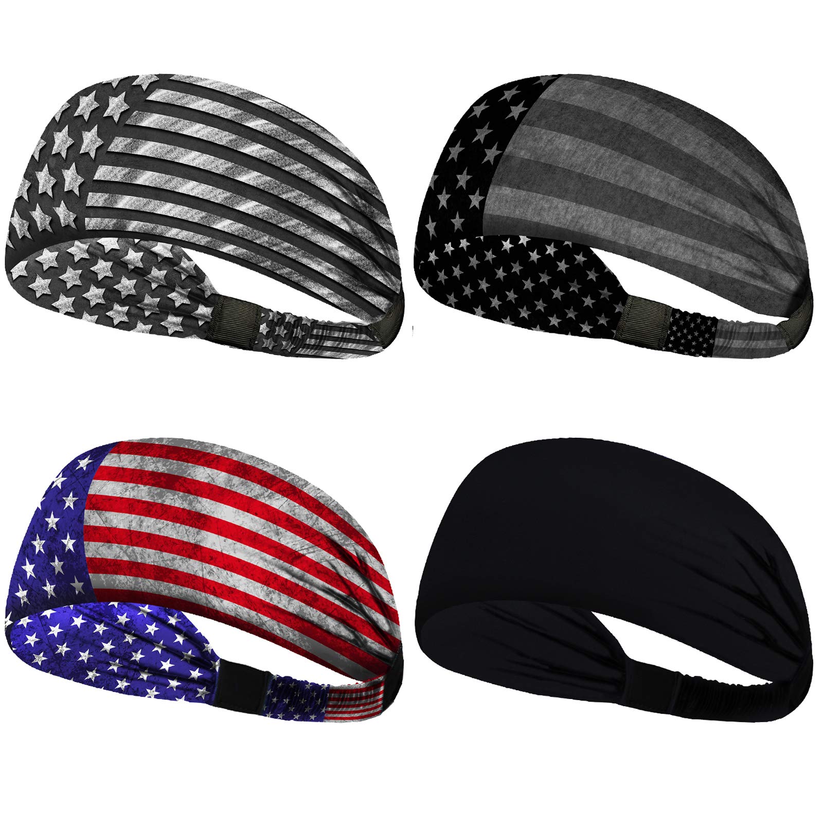 Non-Slip Breathable Headbands for Men & Women - 4 Pack Sweat Bands for Running, Yoga, Gym Workouts & Outdoor Sports | Durable & Comfortable for Exercise, Jogging & Active Lifestyles