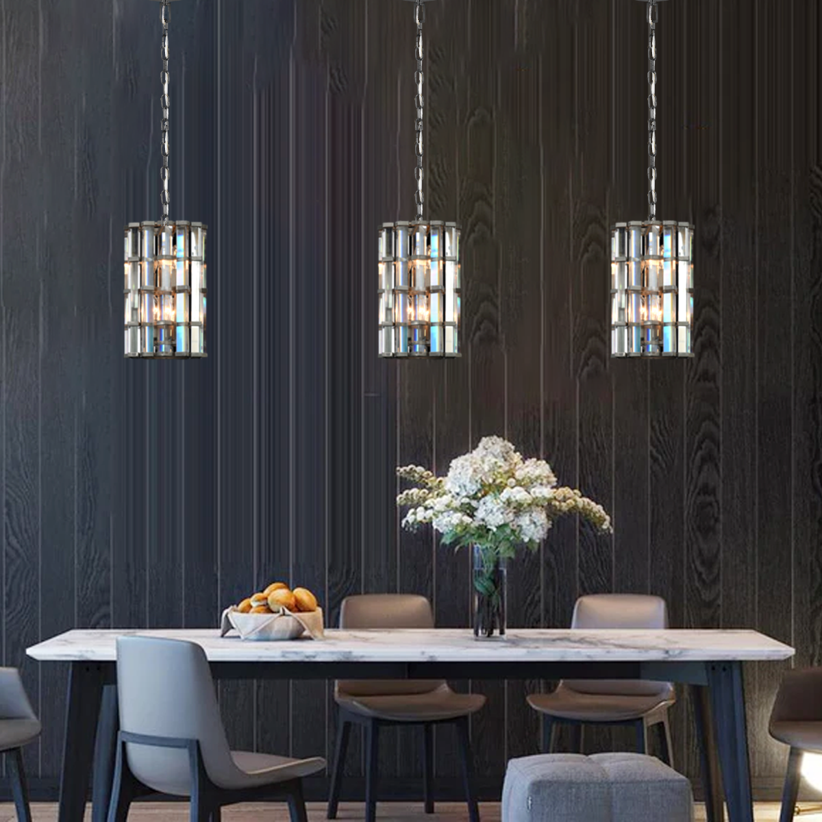 Harly Cylindrical Pendant Light - Modern Industrial Ceiling Fixture for Living Room, Bedroom & Kitchen | Dimmable LED Hanging Lamp with Vintage Metal Finish