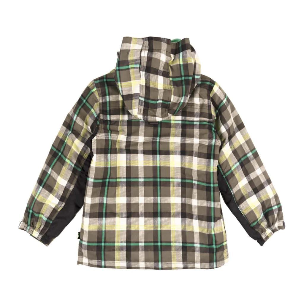 Conifere Green Check Boys 3-in-1 Waterproof Winter Jacket with Hood - Warm & Windproof Outerwear for Kids - Perfect for School, Outdoor Play & Cold Weather Adventures