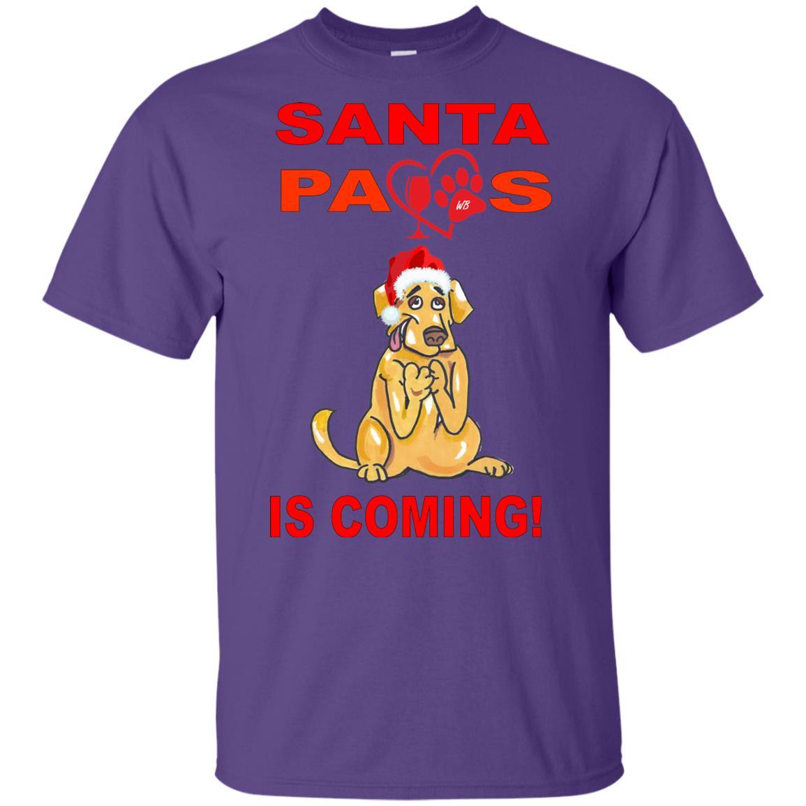 Santa Paws Is Coming - Funny Christmas Dog Lover Youth T-Shirt | Ultra Soft Cotton Tee for Kids & Teens | Perfect Gift for Pet Owners & Holiday Parties