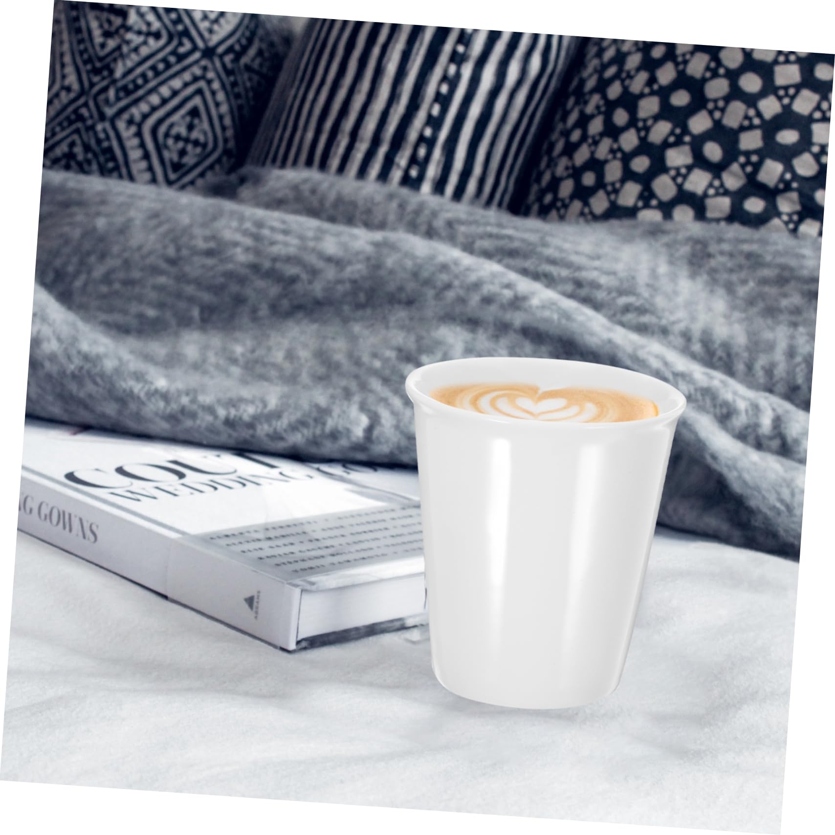 10 Pack CANIGHT Ceramic Paper Cup Shaped Mugs - Snow Cone Cups, Chocolate Mugs, Tea Cups - White Ceramic Drinkware for Parties, Desserts & Hot Beverages - Perfect for Ice Cream, Milkshakes & Coffee Shops