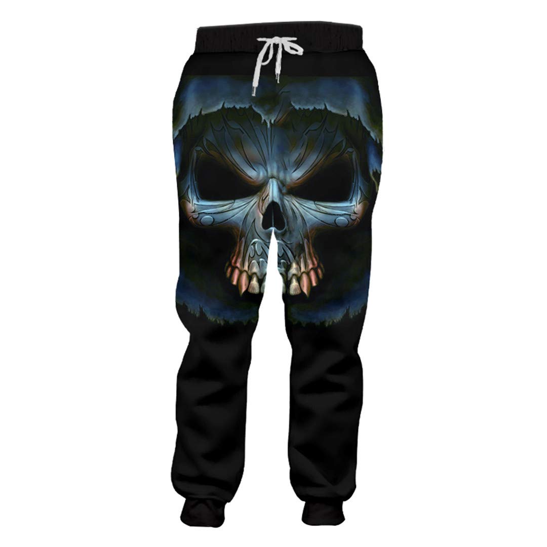 KHIMYUK Men's 3D Grim Reaper Print Sweatpants - Metal Skull Joggers for Workout & Exercise | Comfortable Full Length Casual Pants for Gym, Running, and Lounge Wear