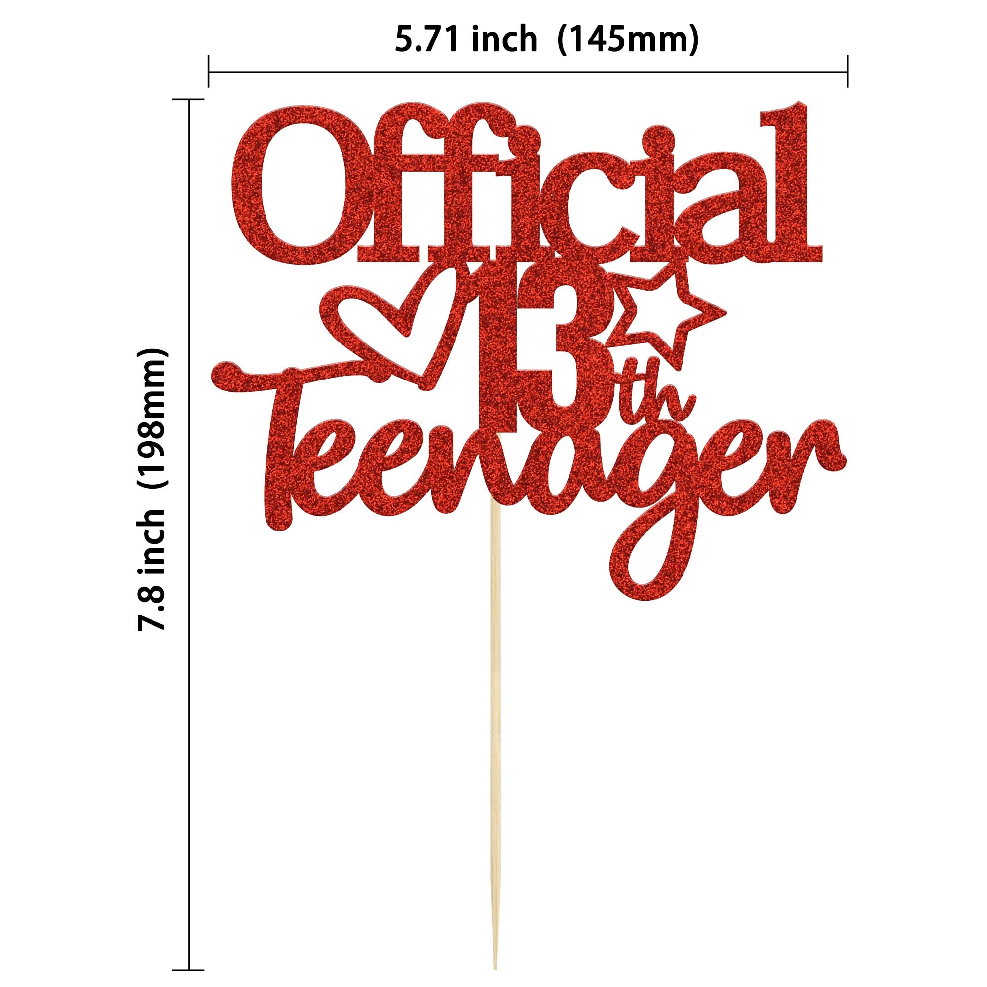 Gyufise 1 Pack Happy 13th Birthday Cake Topper - Cheers to 13 Years Party Decoration for Boys & Girls | Teen Birthday Party Supplies | Perfect for 13th Birthday Cakes, Teen Celebrations & Anniversary Parties (Red)