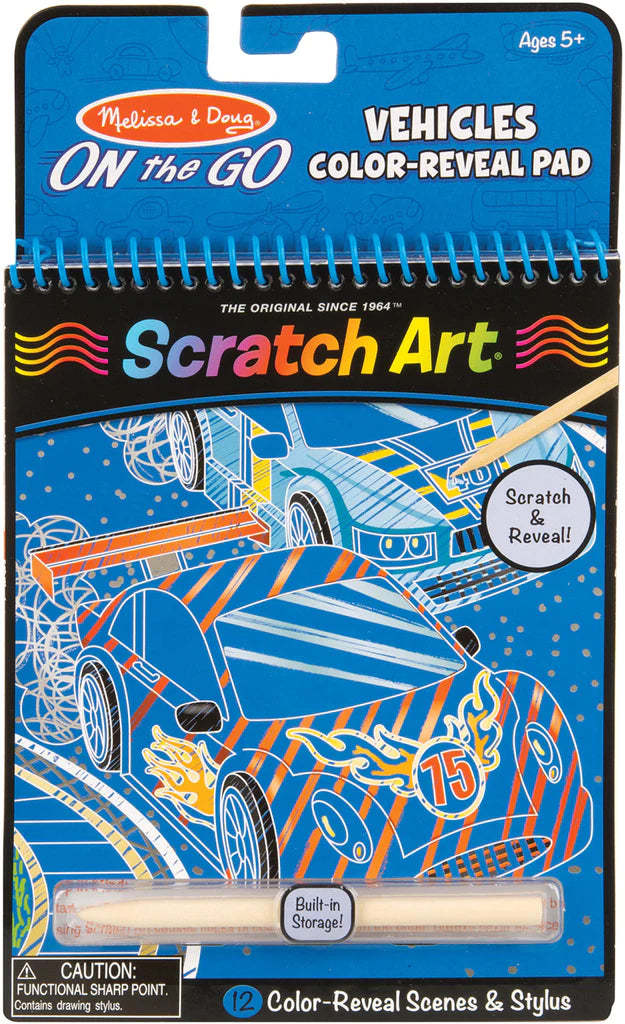 M&D Scratch Art Vehicles - Creative DIY Scratch Paper Kit for Kids, Fun Arts and Crafts Activity - Perfect for Birthday Gifts, Party Favors & Classroom Projects