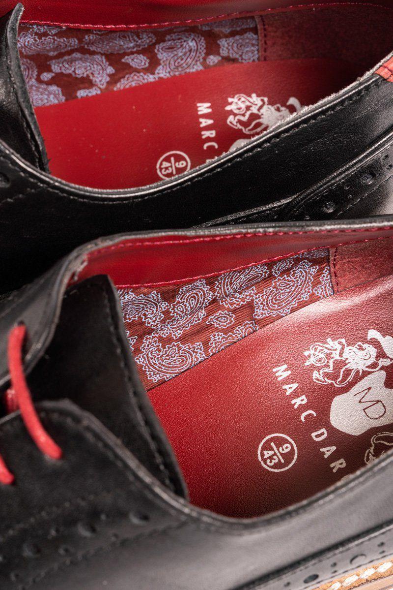 LARKIN Men's Black Leather Brogue Shoes - Classic Oxford Style Dress Shoes for Business, Office & Formal Occasions