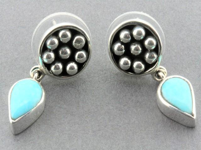 Handmade Turquoise & Sterling Silver Beaded Disc Teardrop Earrings – Perfect for Boho, Casual & Party Wear