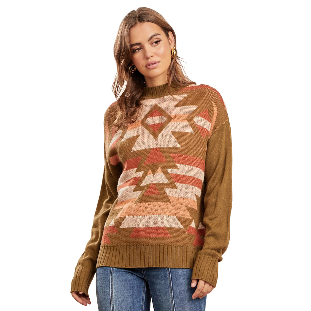 Andree Unit Women's Aztec Jacquard Sweater | Cozy Knit Pullover for Fall & Winter | Perfect for Casual Outfits, Office Wear & Holiday Gatherings