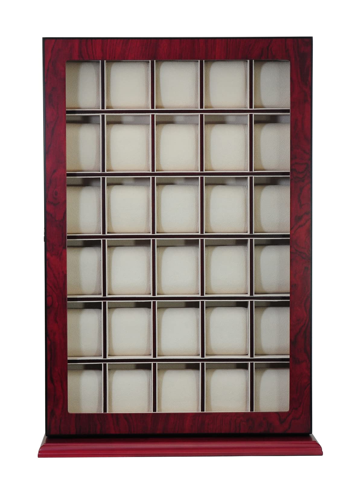 30-Piece Cherry Wood Watch Display Case - Wall Hanging & Tabletop Storage Organizer Box with Stand | Perfect for Watch Collectors, Jewelry Organization & Father's Day Gifts