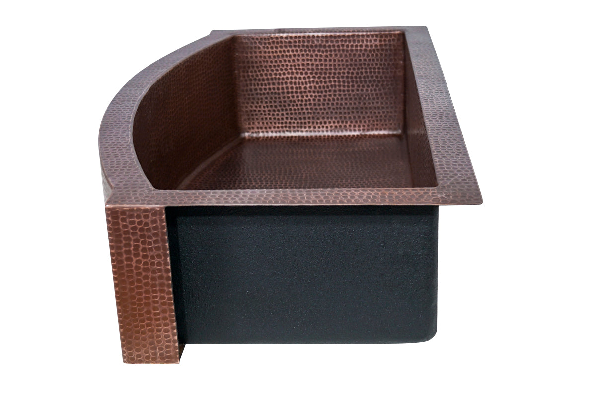 Flat Edge Rounded Front Copper Farmhouse Sink - Vintage Style Kitchen Sink for Rustic & Modern Homes | Perfect for Farmhouse, Cottage & Country Style Kitchens