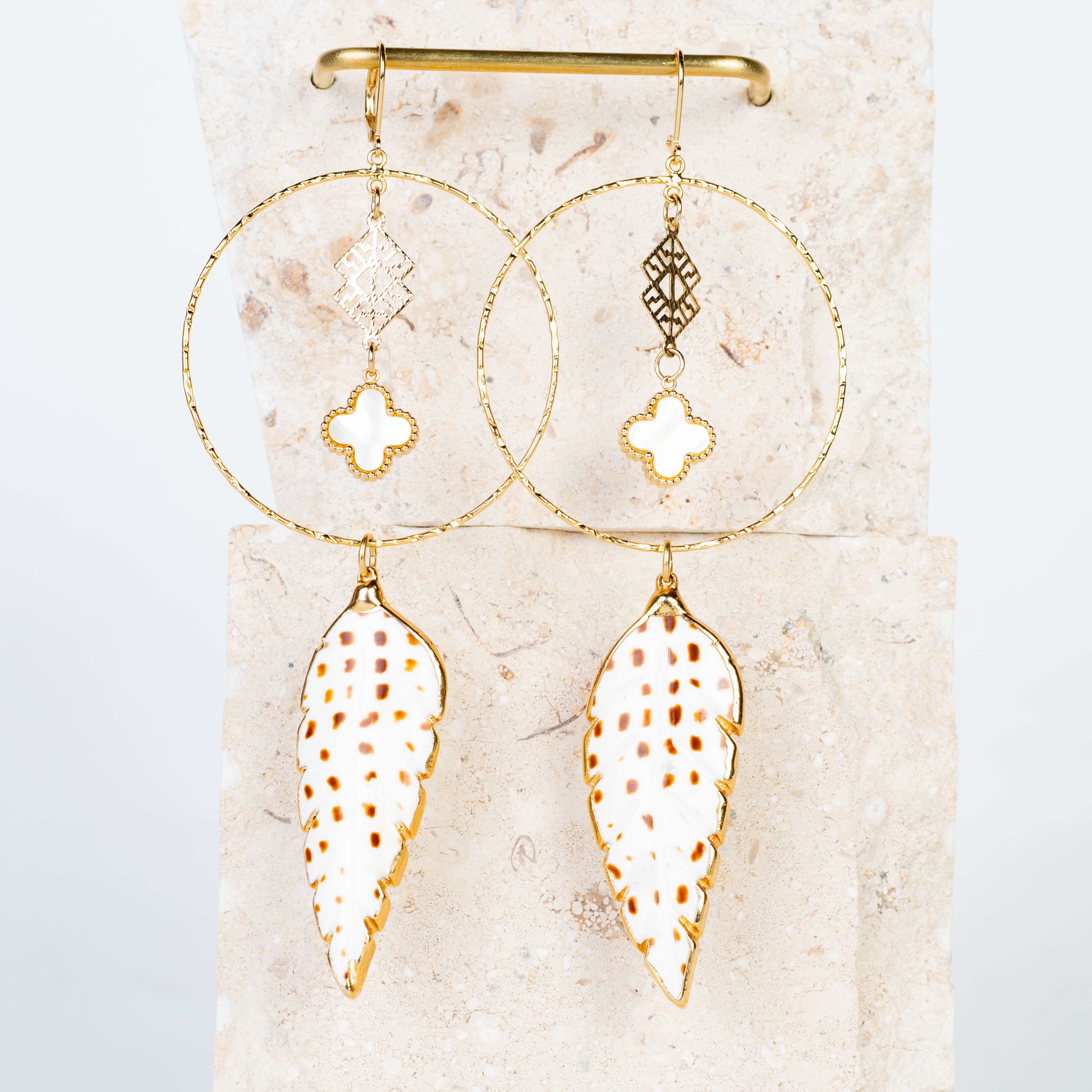 Handmade Mother of Pearl Feather Dream Catcher Earrings - Boho Chic Jewelry for Women, Perfect for Festivals & Spiritual Healing
