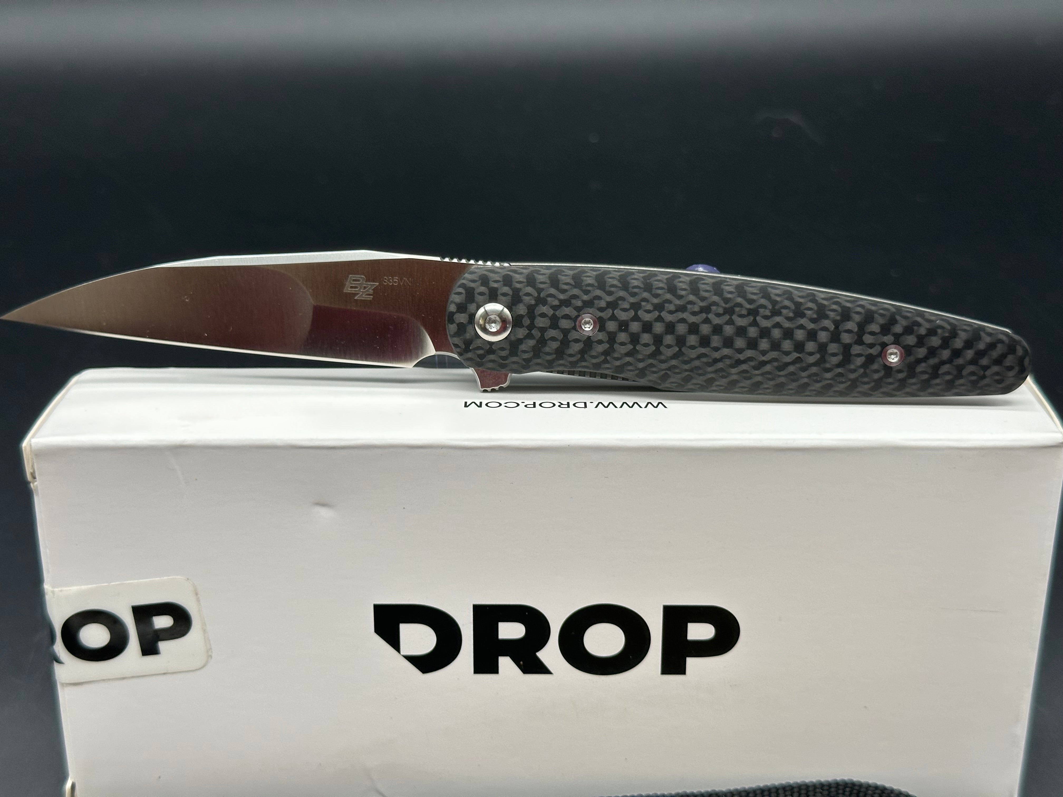 Premium Drop Brad Zinker Dogtooth Pocket Knife - S35VN Steel Blade, Carbon Fiber Handle with Titanium Liners - EDC, Outdoor, Camping & Survival Gear