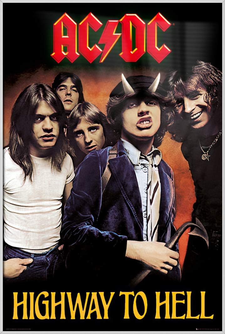 AC/DC Highway to Hell Album Cover Framed Music Poster 24x36 Inches - Vintage Rock Wall Art for Bedroom, Living Room & Man Cave Decor