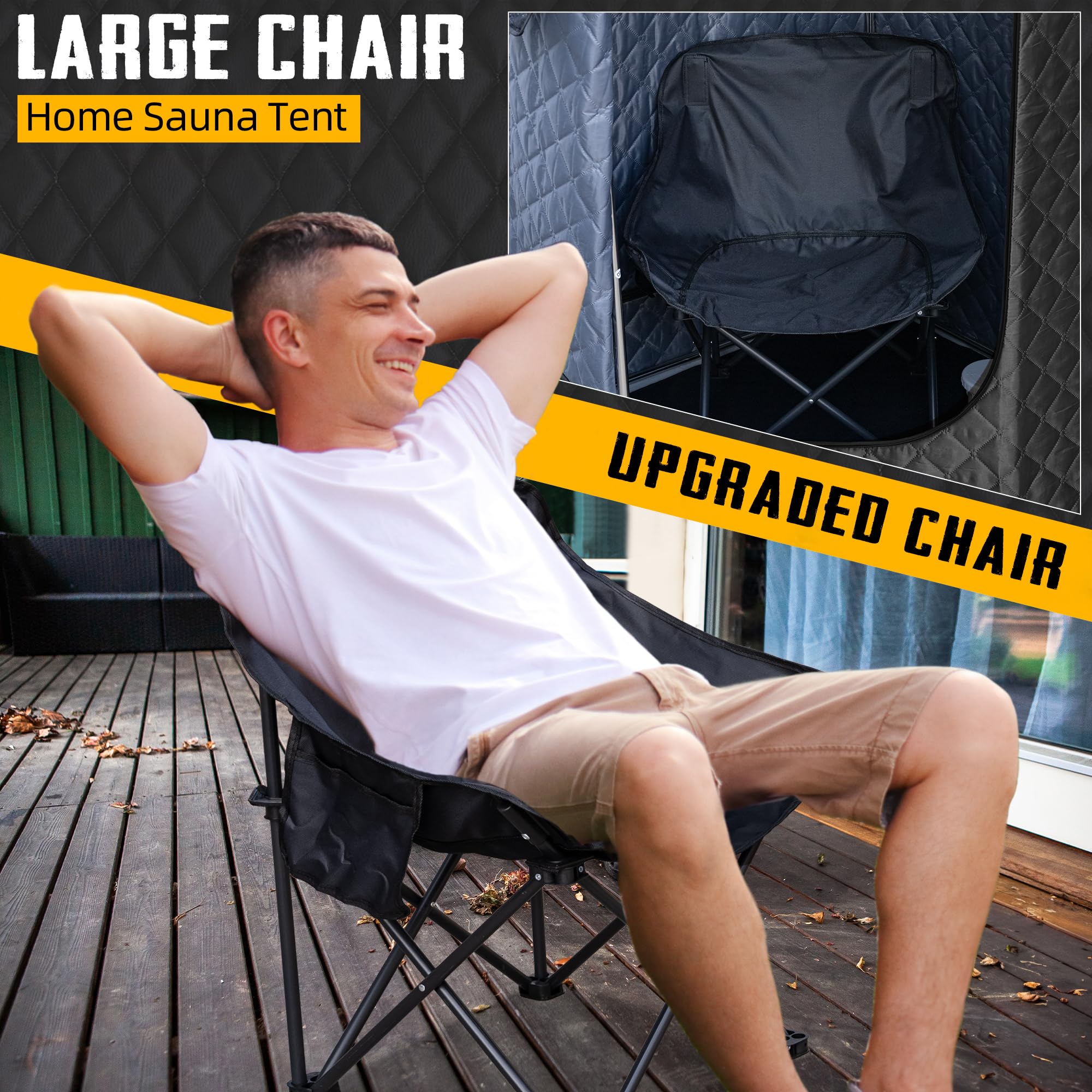 XL Portable Sauna Box with 4L Steamer - 1400W Home Spa Sauna with Big Chair & Remote Control - Personal Steam Sauna for Relaxation & Detox - Perfect for Home Wellness & Post-Workout Recovery (Black)