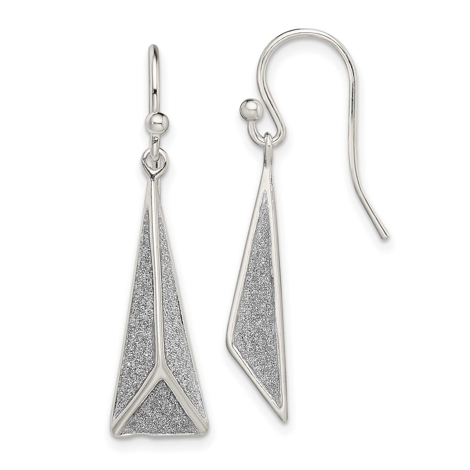 Elegant Sterling Silver Triangle Earrings with Enamel Glitter Fabric - 34.7x8.2 mm - Perfect for Parties, Weddings & Everyday Fashion Accessories