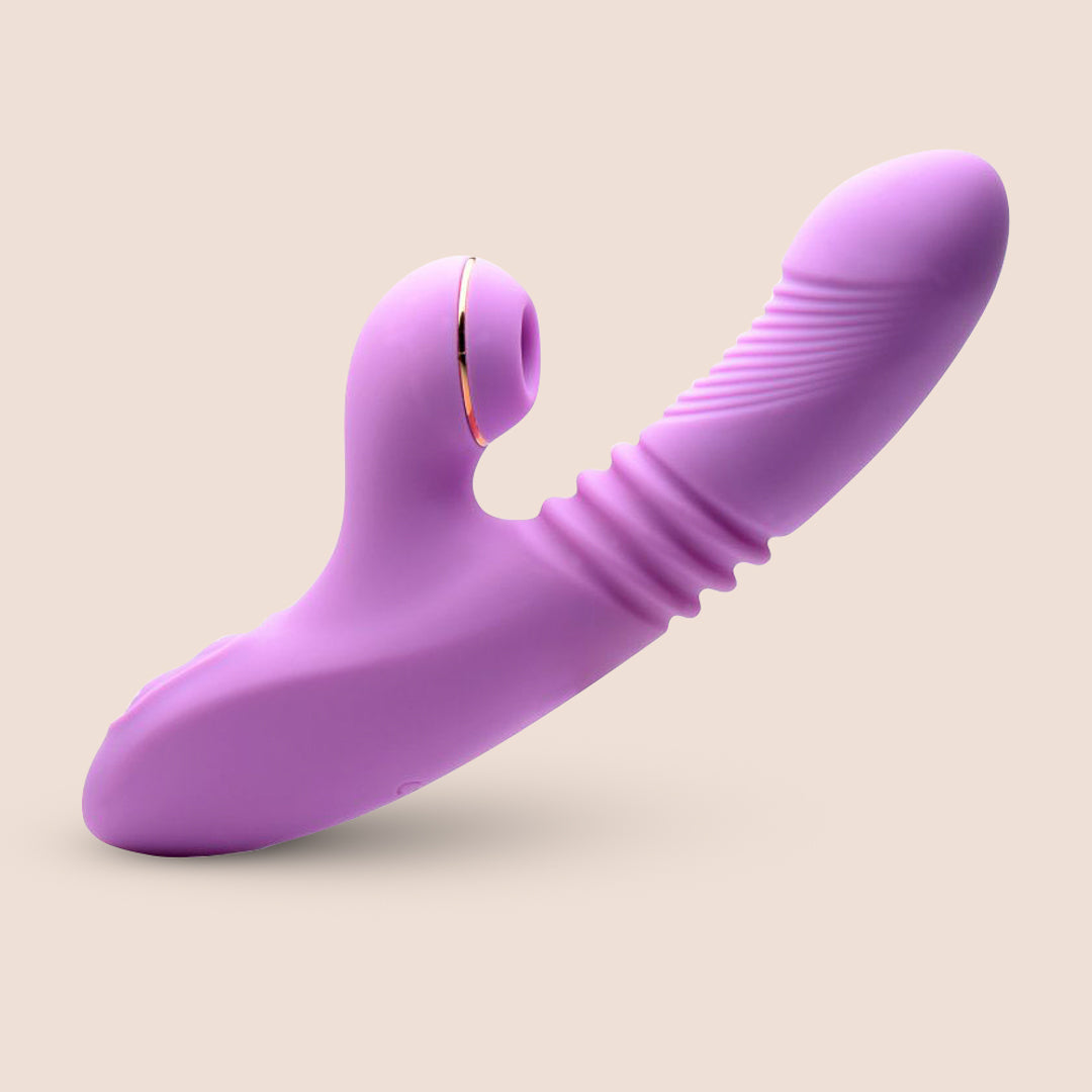 Premium Shegasm Thrusting & Suction Rabbit Vibrator - Dual Stimulation Luxury Sex Toy for Women | Perfect for Solo Play & Couples Intimacy | Waterproof & Rechargeable G-Spot & Clitoral Stimulator