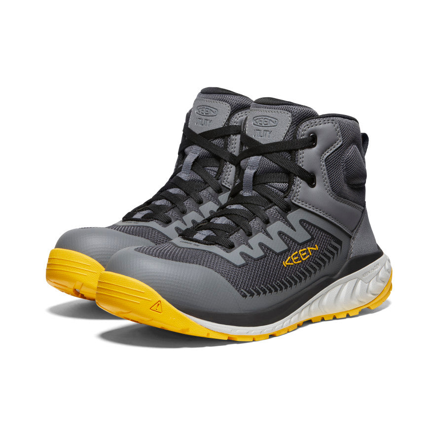 Men's Arvada Mid Work Sneaker with Carbon Toe - Black/Keen Yellow | Durable Safety Shoes for Construction & Outdoor Work