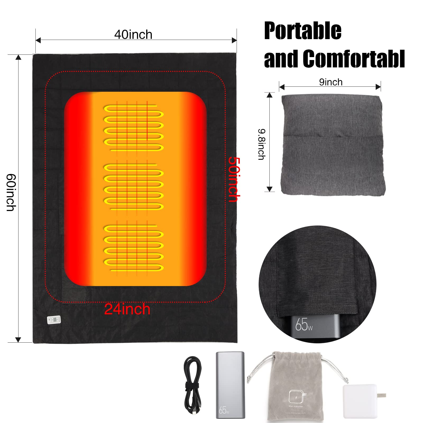 Battery Operated Heated Blanket 60